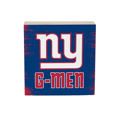 New York Giants 6" Square Fan Chant Wood Block Shelf Sign