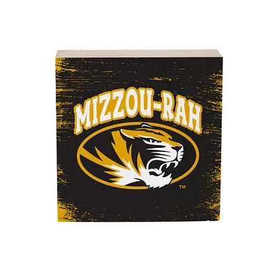 Missouri Tigers 6" Square Fan Chant Wood Block Shelf Sign