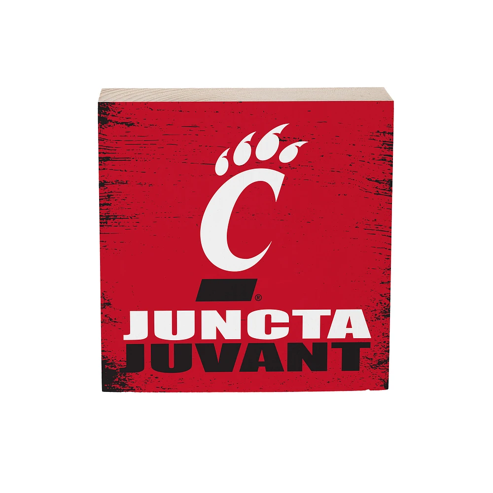 Cincinnati Bearcats 6" Square Fan Chant Wood Block Shelf Sign