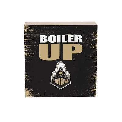 Purdue Boilermakers 6" Square Fan Chant Wood Block Shelf Sign