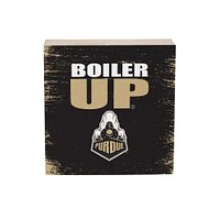 Purdue Boilermakers 6" Square Fan Chant Wood Block Shelf Sign