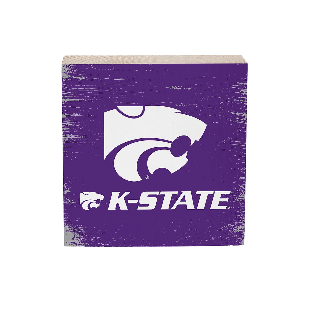 Kansas State Wildcats 6" Square Fan Chant Wood Block Shelf Sign