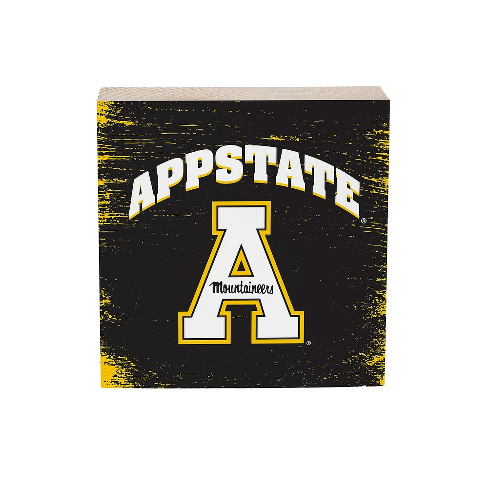 Appalachian State Mountaineers 6" Square Fan Chant Wood Block Shelf Sign