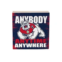 Fresno State Bulldogs 6" Square Fan Chant Wood Block Shelf Sign