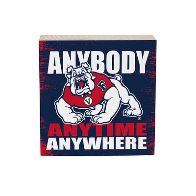 Fresno State Bulldogs 6" Square Fan Chant Wood Block Shelf Sign