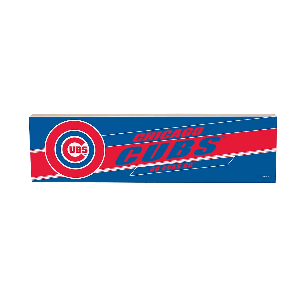 Chicago Cubs 5" x 18" Shadow Logo Wood Mantle Sign
