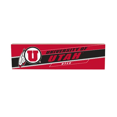 Utah Utes 5" x 18" Shadow Logo Wood Mantle Sign