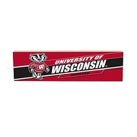 Wisconsin Badgers 5" x 18" Shadow Logo Wood Mantle Sign