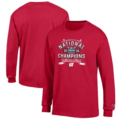 Men's Champion Red Wisconsin Badgers 2025 NCAA Frozen Four Women's Ice Hockey National Champions Long Sleeve T-Shirt
