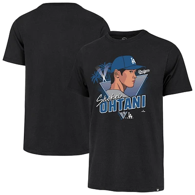 Men's '47 Shohei Ohtani Black Los Angeles Dodgers Player Caricature Franklin T-Shirt