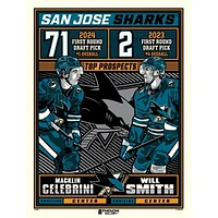 Phenom Gallery Macklin Celebrini & Will Smith San Jose Sharks 18" x 24" Serigraph