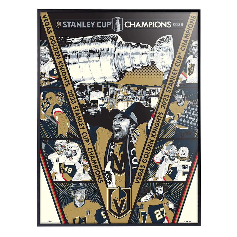 Phenom Gallery Vegas Golden Knights 2023 Stanley Cup Champions 18" x 24" Deluxe Framed Serigraph Print