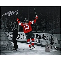 Nico Hischier New Jersey Devils Autographed 8" x 10" Celebration Spotlight Photograph