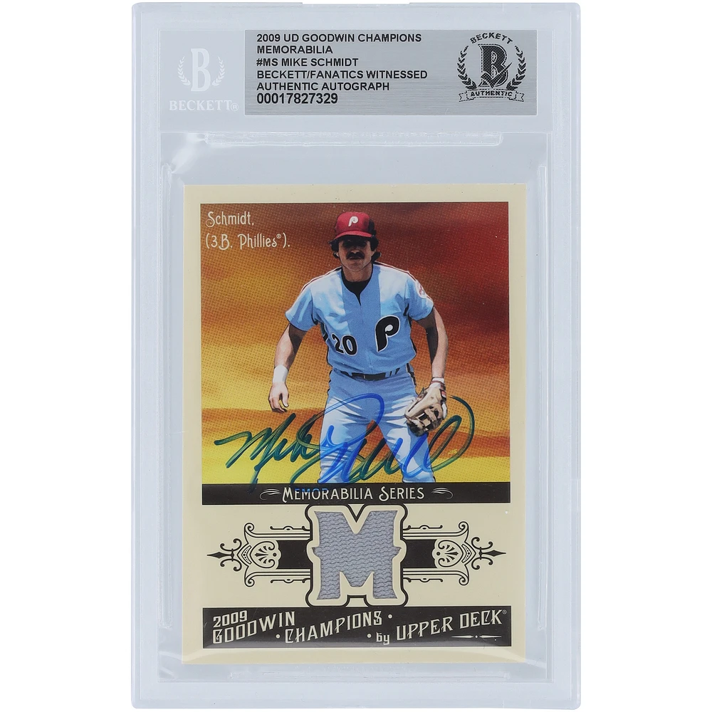 Mike Schmidt Philadelphia Phillies Autographed 2009 Upper Deck Goodwin Champions Relic #GCM-MS Beckett Fanatics Witnessed Authenticated Card