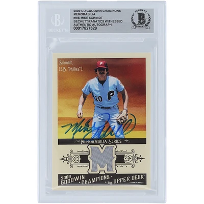 Mike Schmidt Philadelphia Phillies Autographed 2009 Upper Deck Goodwin Champions Relic #GCM-MS Beckett Fanatics Witnessed Authenticated Card