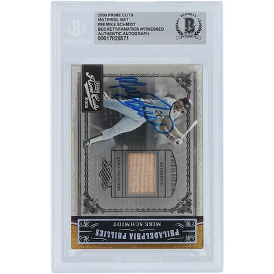 Mike Schmidt Philadelphia Phillies Autographed 2005 Playoff Prime Cuts Material Bat Relic #98 #/50 Beckett Fanatics Witnessed Authenticated Card