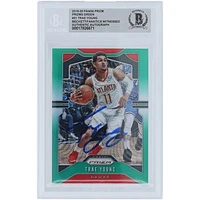 Trae Young Atlanta Hawks Autographed 2019-20 Panini Prizm Green Prizm #31 Beckett Fanatics Witnessed Authenticated Card