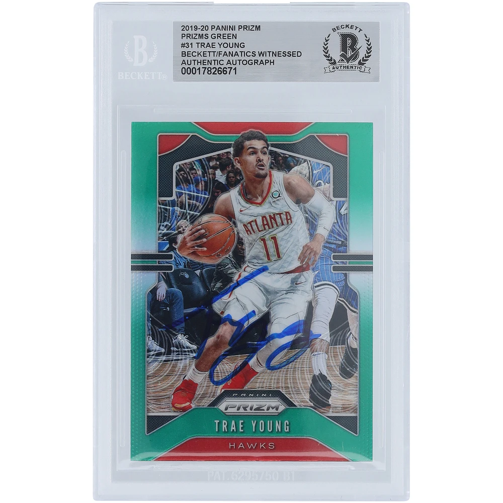 Trae Young Atlanta Hawks Autographed 2019-20 Panini Prizm Green Prizm #31 Beckett Fanatics Witnessed Authenticated Card