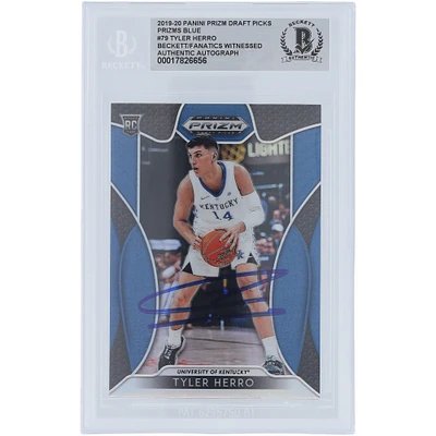 Tyler Herro Kentucky Wildcats Autographed 2019-20 Panini Prizm Draft Picks Blue Prizm #79 Beckett Fanatics Witnessed Authenticated Rookie Card
