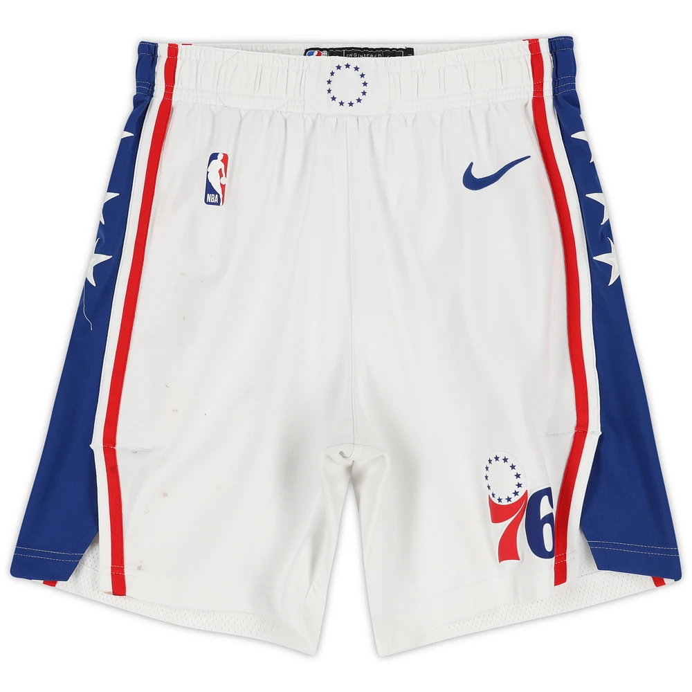 Tyrese Maxey Philadelphia 76ers Game-Used White Shorts from the 2024-25 NBA Season - Size 38-1