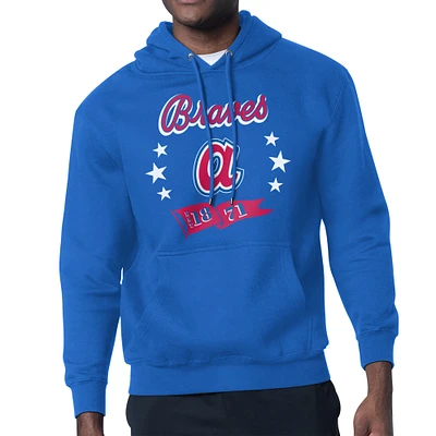 Men's Starter  Royal Atlanta Braves Banner Team Pullover Hoodie