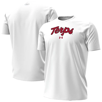 Men's Under Armour White Maryland Terrapins Script T-Shirt