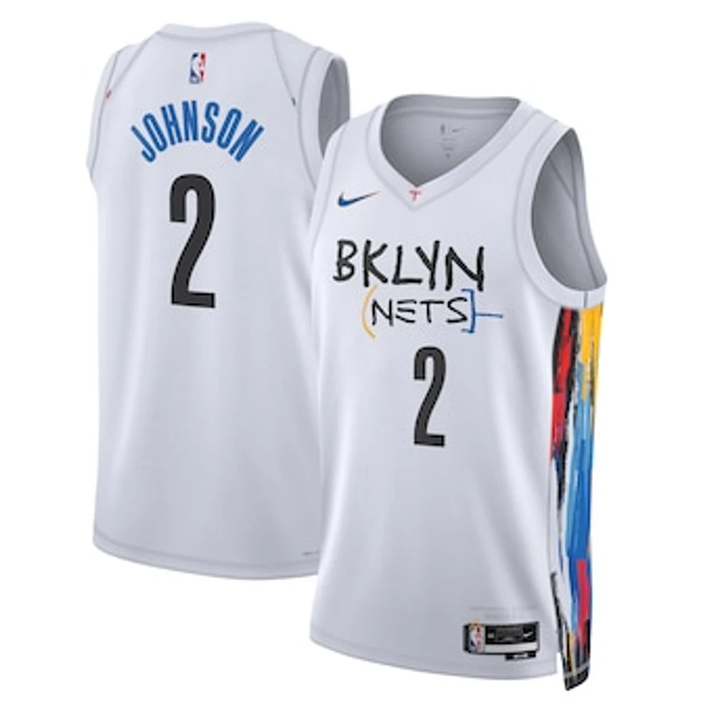 Men's Nike Cameron Johnson White Brooklyn Nets City Edition Swingman Jersey
