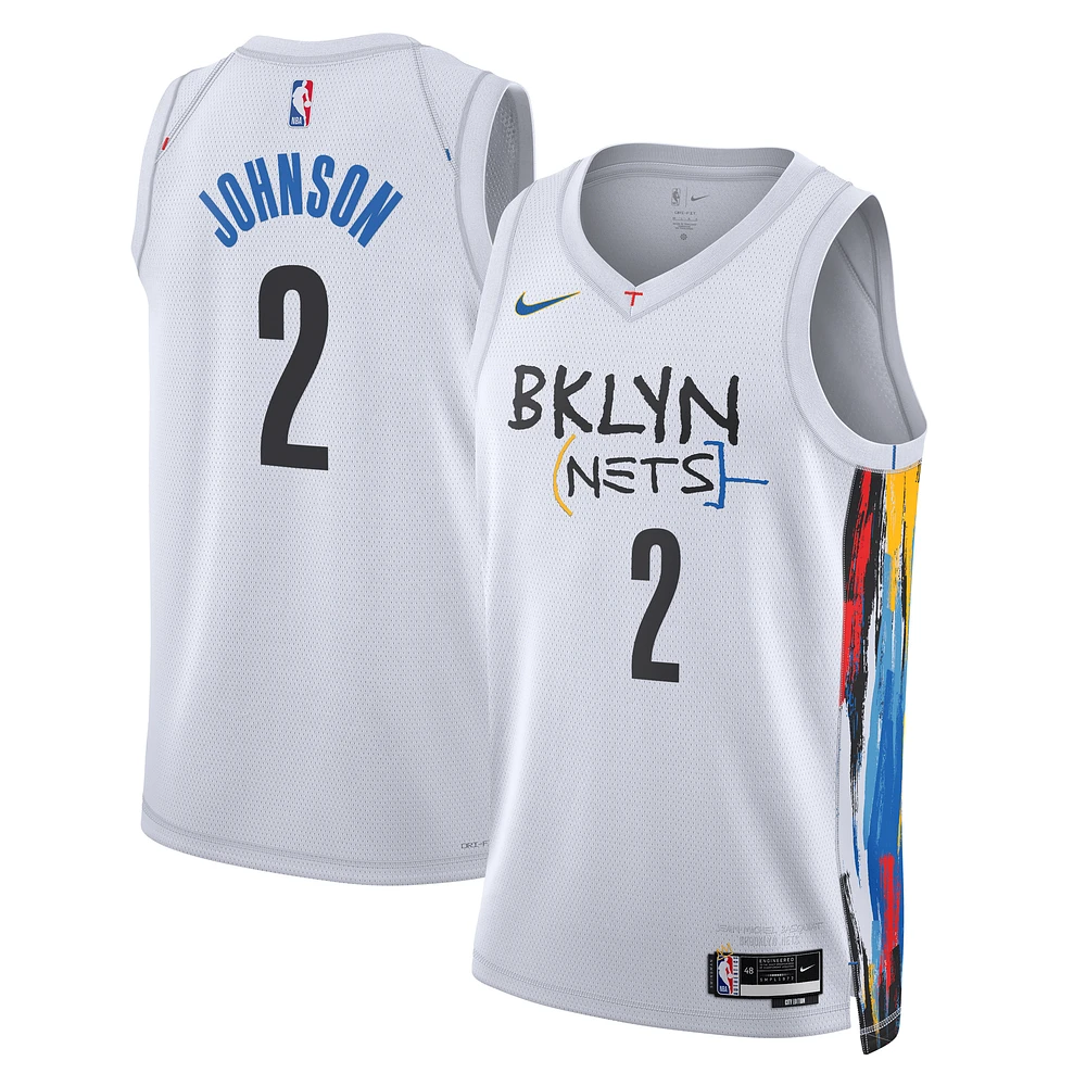 Men's Nike Cameron Johnson White Brooklyn Nets City Edition Swingman Jersey