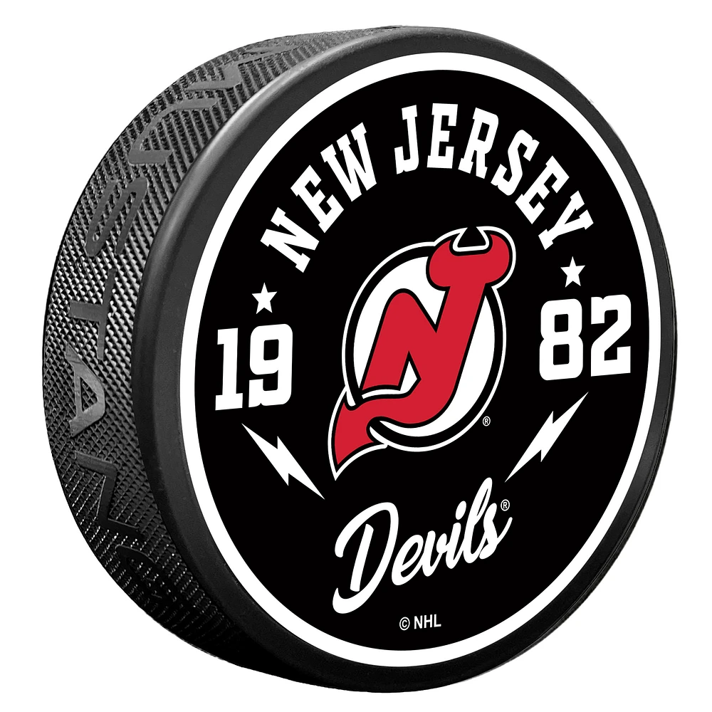 New Jersey Devils Bolt Hockey Puck