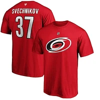 Men's Fanatics Andrei Svechnikov Red Carolina Hurricanes Authentic Stack Name & Number T-Shirt