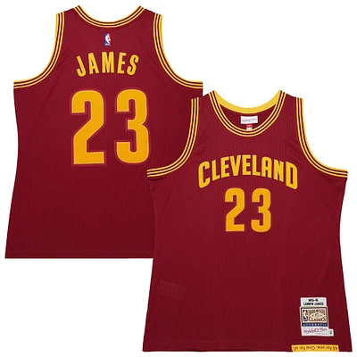 Men's Mitchell & Ness LeBron James Wine Cleveland Cavaliers Hardwood Classics 2015/16 Authentic Jersey