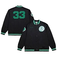 Men's Mitchell & Ness Larry Bird Black Boston Celtics NBA Legends Full-Snap Satin Jacket