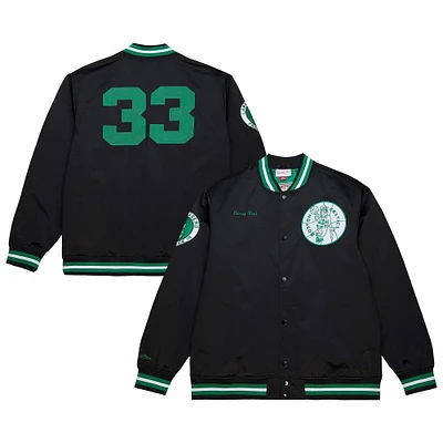 Men's Mitchell & Ness Larry Bird Black Boston Celtics NBA Legends Full-Snap Satin Jacket