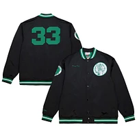 Men's Mitchell & Ness Larry Bird Black Boston Celtics NBA Legends Full-Snap Satin Jacket