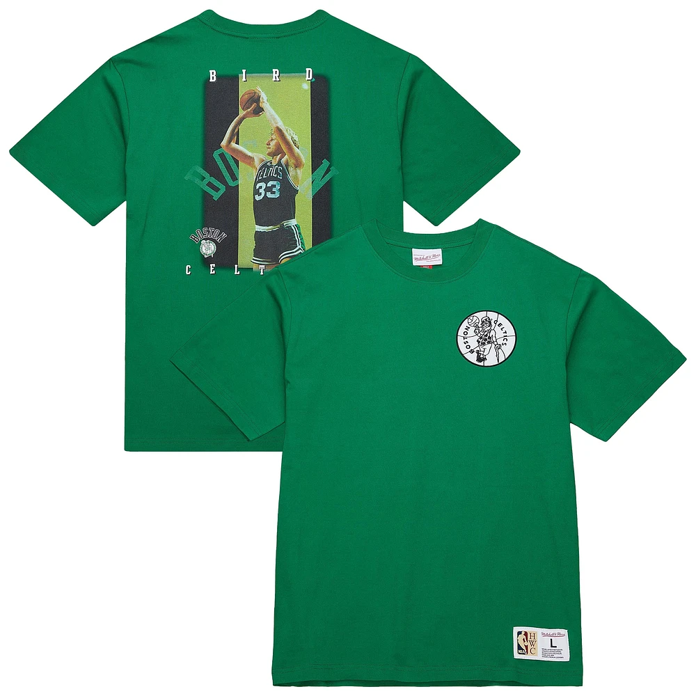 Men's Mitchell & Ness Larry Bird Kelly Green Boston Celtics Hardwood Classics NBA Legends T-Shirt