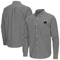 Men's Antigua Edmonton Oilers Ellis Tri-Blend Long Sleeve Button-Down Shirt