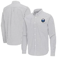 Men's Antigua Gray Buffalo Sabres Ellis Tri-Blend Long Sleeve Button-Down Shirt