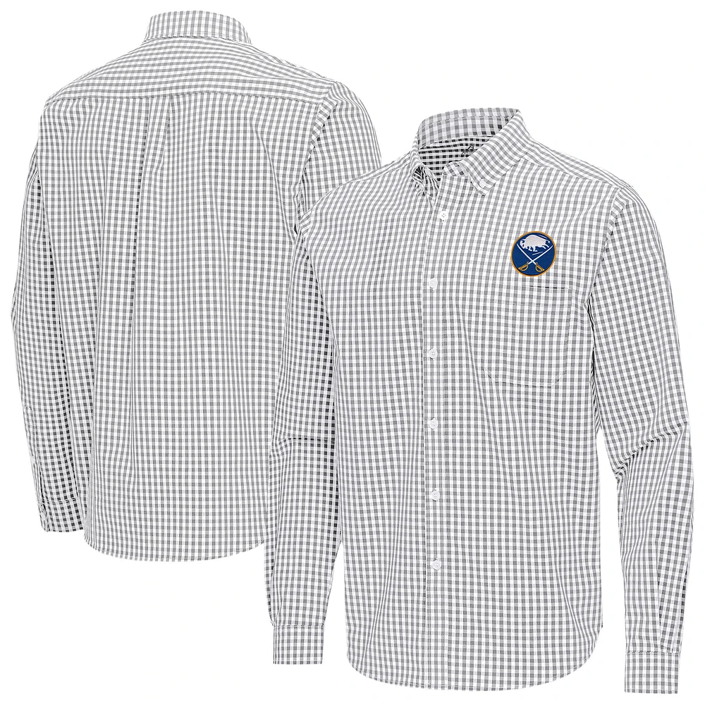 Men's Antigua Gray Buffalo Sabres Ellis Tri-Blend Long Sleeve Button-Down Shirt