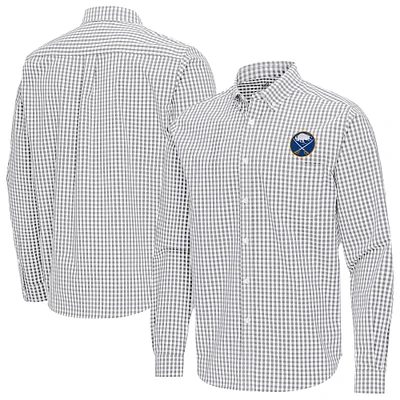 Men's Antigua Gray Buffalo Sabres Ellis Tri-Blend Long Sleeve Button-Down Shirt