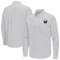 Men's Antigua Gray Buffalo Sabres Ellis Tri-Blend Long Sleeve Button-Down Shirt