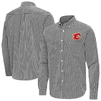 Men's Antigua Calgary Flames Ellis Tri-Blend Long Sleeve Button-Down Shirt