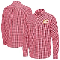 Men's Antigua Calgary Flames Ellis Tri-Blend Long Sleeve Button-Down Shirt