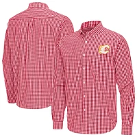 Men's Antigua Calgary Flames Ellis Tri-Blend Long Sleeve Button-Down Shirt