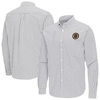 Men's Antigua Boston Bruins Ellis Tri-Blend Long Sleeve Button-Down Shirt