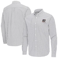 Men's Antigua Gray Anaheim Ducks Ellis Tri-Blend Long Sleeve Button-Down Shirt
