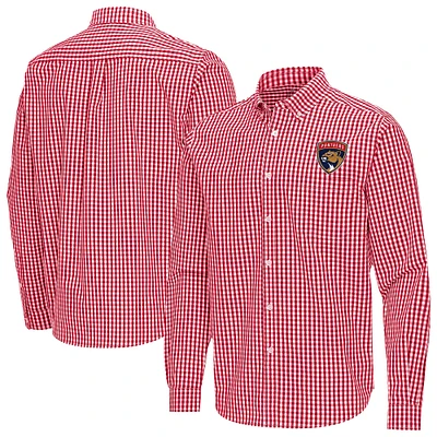 Men's Antigua Florida Panthers Ellis Tri-Blend Long Sleeve Button-Down Shirt