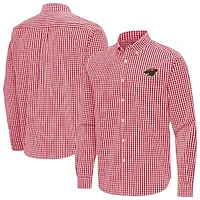 Men's Antigua Minnesota Wild Ellis Tri-Blend Long Sleeve Button-Down Shirt