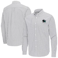 Men's Antigua Gray San Jose Sharks Ellis Tri-Blend Long Sleeve Button-Down Shirt