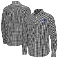 Men's Antigua New York Rangers Ellis Tri-Blend Long Sleeve Button-Down Shirt