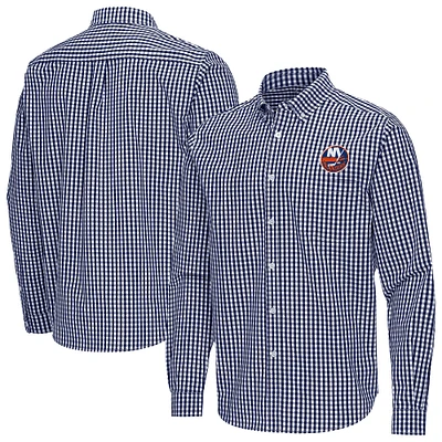 Men's Antigua Navy New York Islanders Ellis Tri-Blend Long Sleeve Button-Down Shirt
